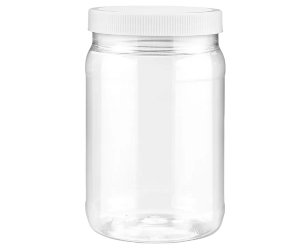 Clear PET Round Wide-Mouth Plastic Jars - 32 oz