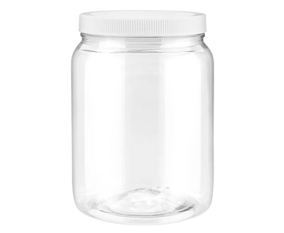 Clear PET Round Wide-Mouth Plastic Jars - 1⁄2 Gallon