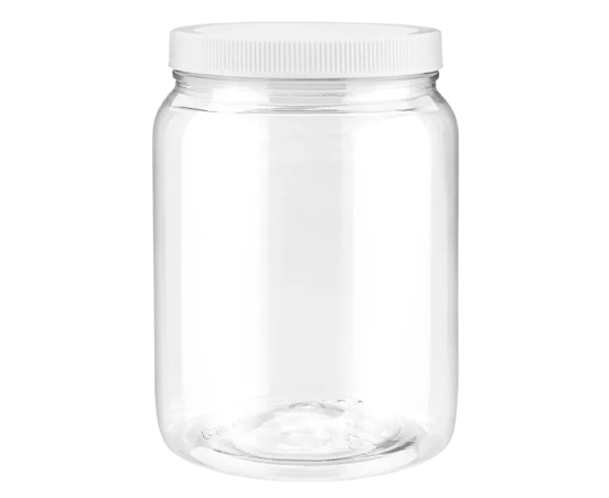 Clear PET Round Wide-Mouth Plastic Jars - 1⁄2 Gallon