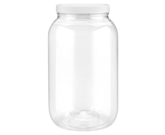 Clear PET Round Wide-Mouth Plastic Jars - 1 Gallon