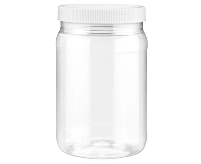 Clear PET Round Wide-Mouth Plastic Jars - 32 oz
