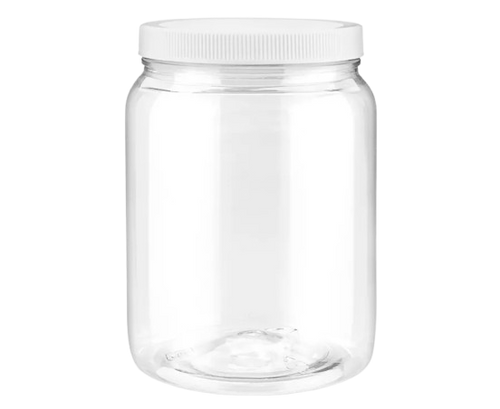 Clear PET Round Wide-Mouth Plastic Jars - 1⁄2 Gallon