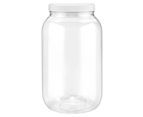 Clear PET Round Wide-Mouth Plastic Jars - 1 Gallon